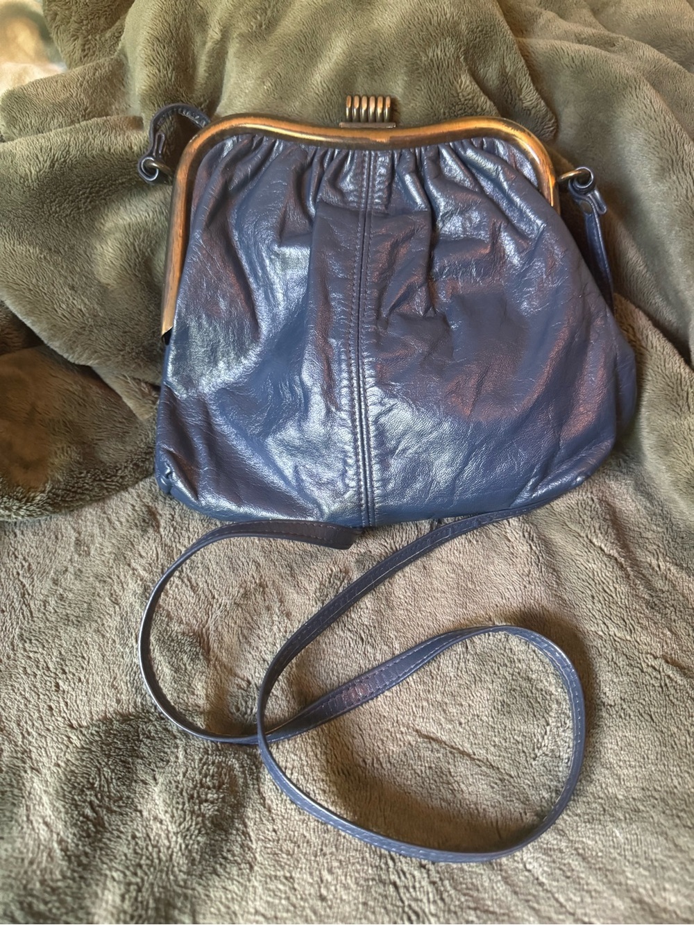 Vintage-Style Navy Frame Crossbody Bag